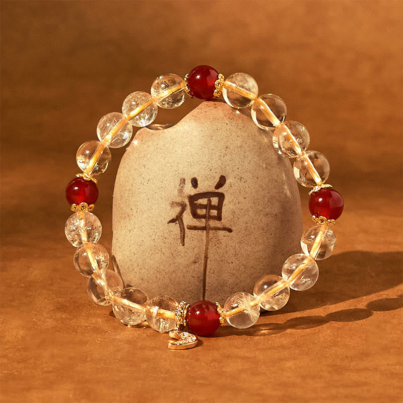 Citrine Red Agate Moon Prosperity Bracelet