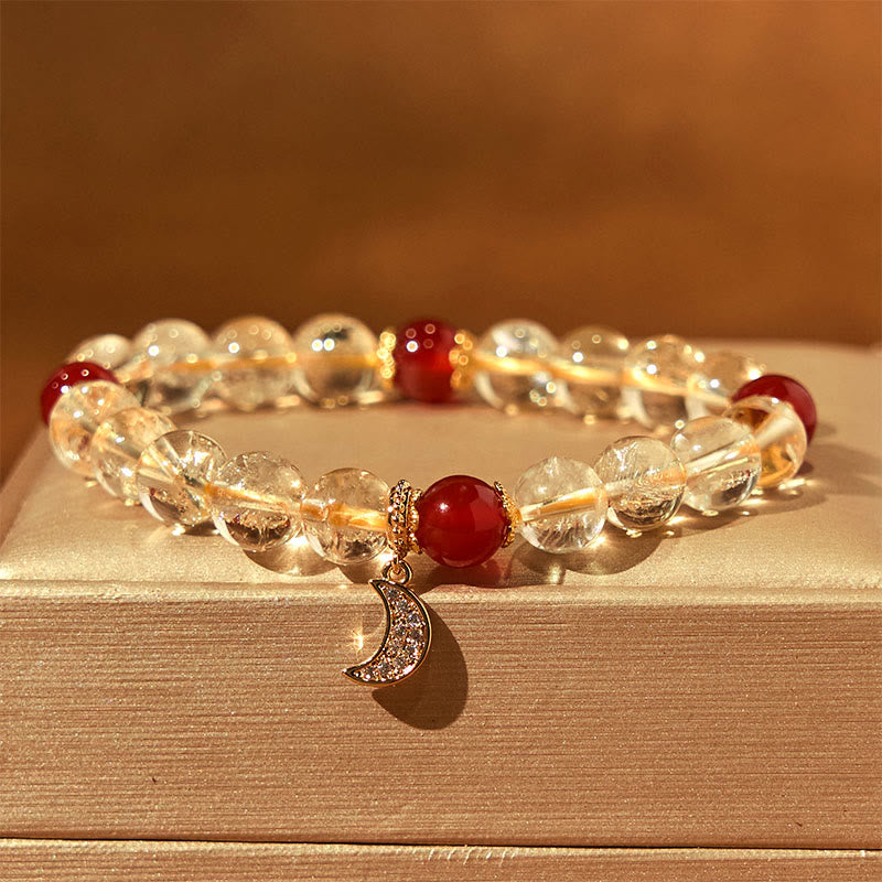 Citrine Red Agate Moon Prosperity Bracelet
