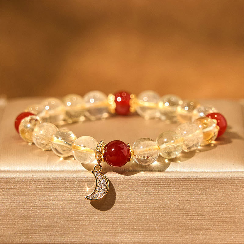 Citrine Red Agate Moon Prosperity Bracelet