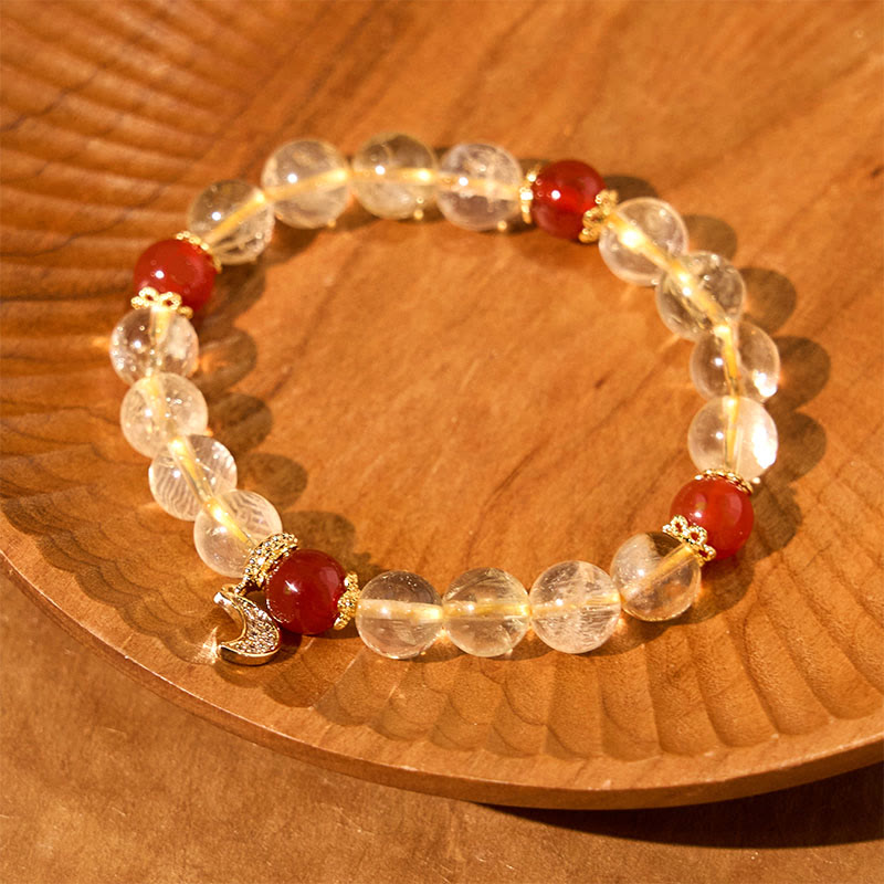 Citrine Red Agate Moon Prosperity Bracelet