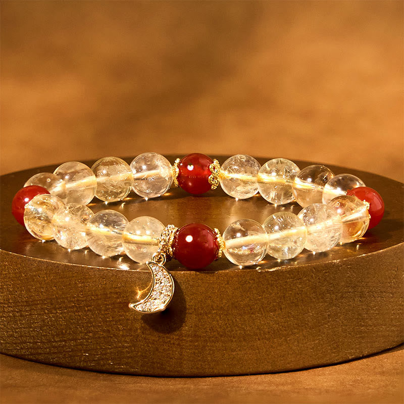 Citrine Red Agate Moon Prosperity Bracelet