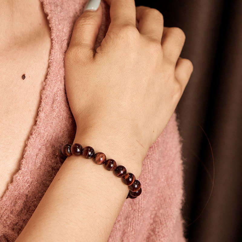 Natural Tiger Eye Beaded Bracelet for Inner Strength & Clarity