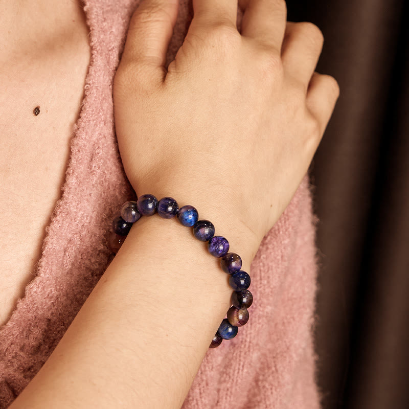 Natural Purple Tiger Eye Protection Strength Bracelet