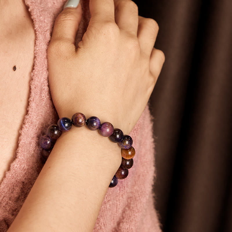 Natural Purple Tiger Eye Protection Strength Bracelet