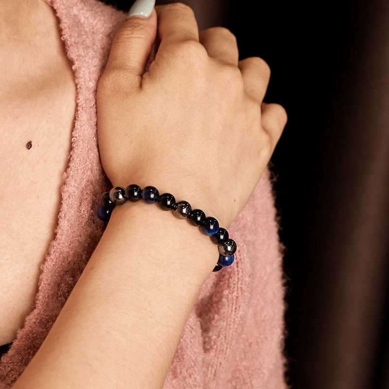 Natural Tiger's Eye Obsidian Hematite Positive Powerful Bracelet