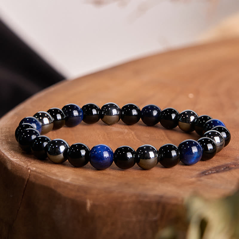 Natural Tiger's Eye Obsidian Hematite Positive Powerful Bracelet