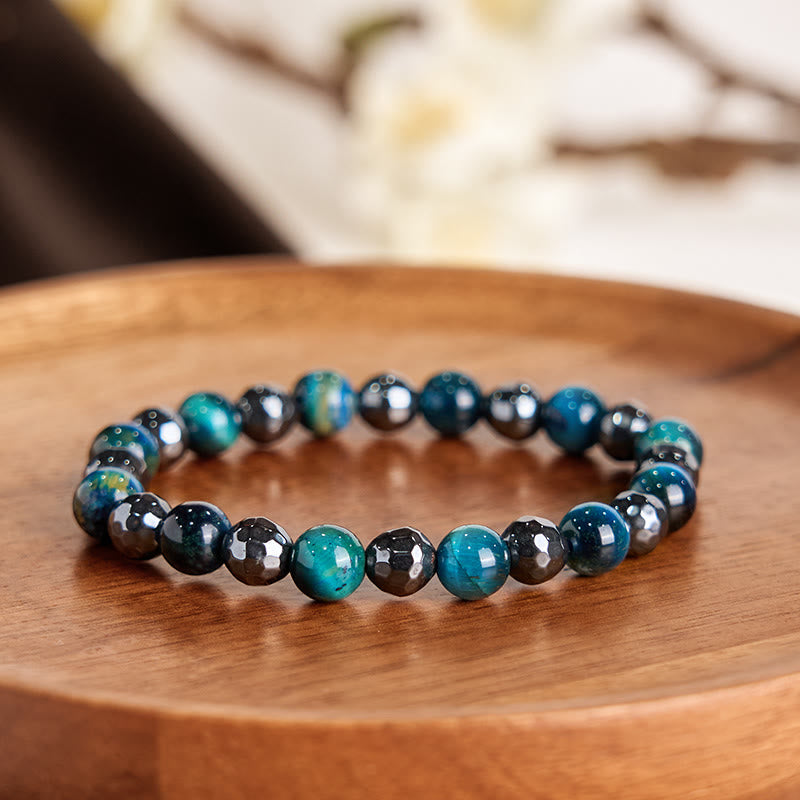 2Pcs Hematite Tiger Eye Blue Tiger Eye Powerful Bracelet Set