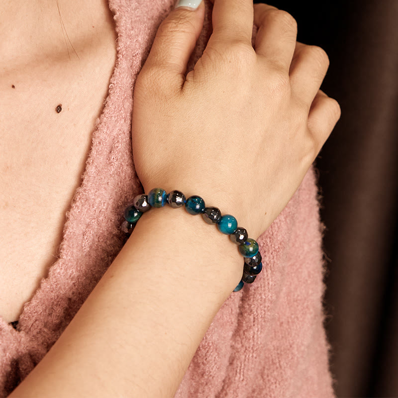 2Pcs Hematite Tiger Eye Blue Tiger Eye Powerful Bracelet Set