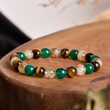 Natural Tiger Eye Green Agate Citrine Mix And Match Beads Protection Bracelet