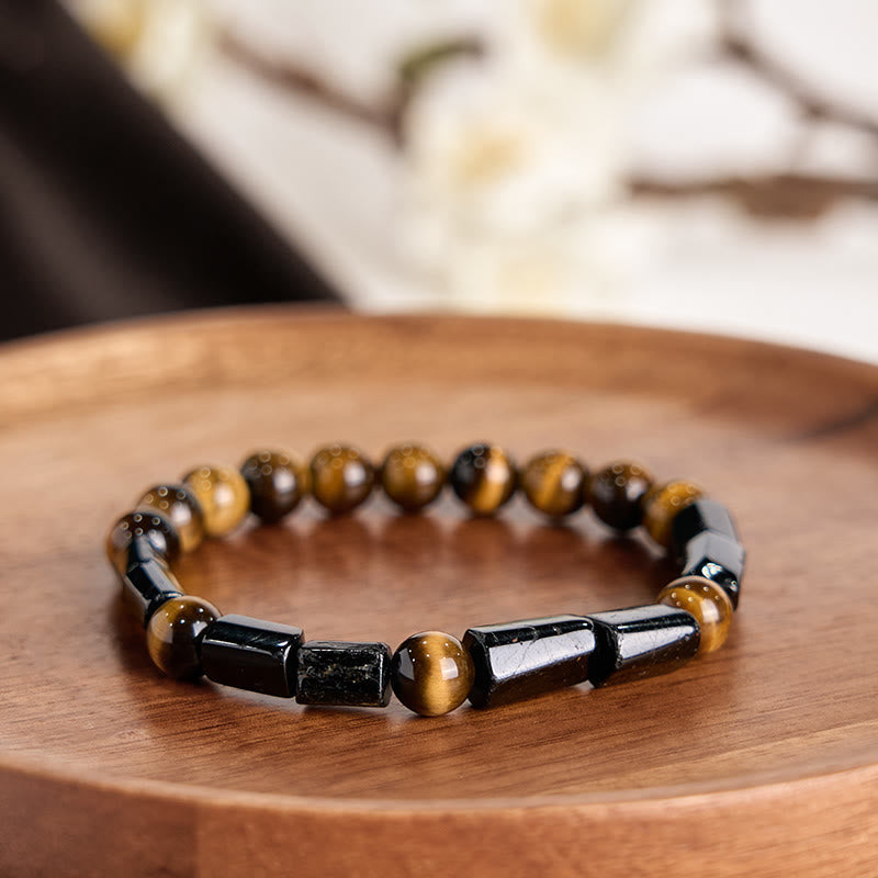Natural Black Tourmaline Tiger Eye Positive Bracelet