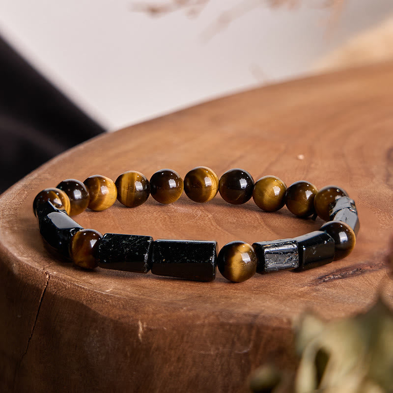 Natural Black Tourmaline Tiger Eye Positive Bracelet