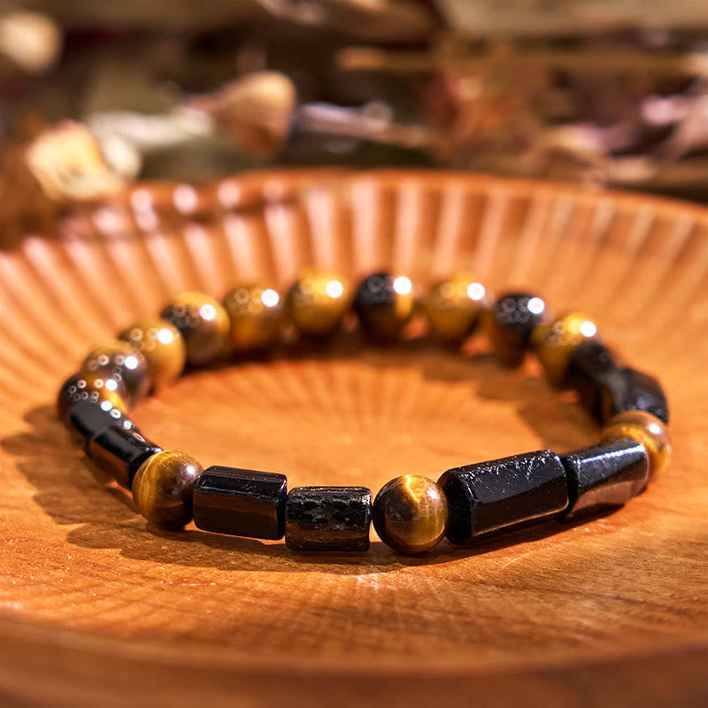 Natural Black Tourmaline Tiger Eye Positive Bracelet
