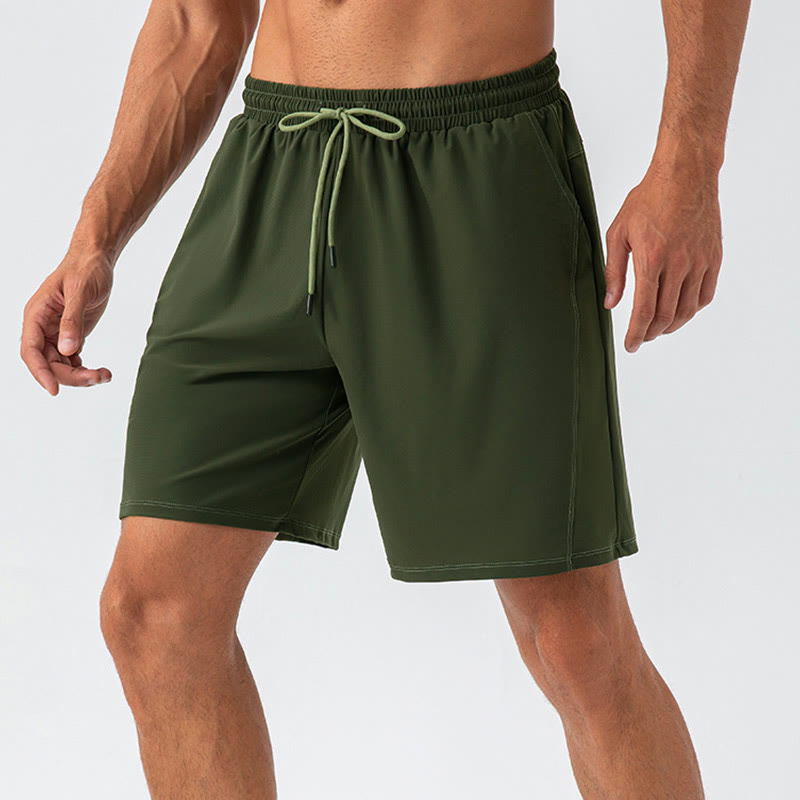 Men's Casual Breathable Loose Nylon Quick Dry Sports Shorts With Pockets