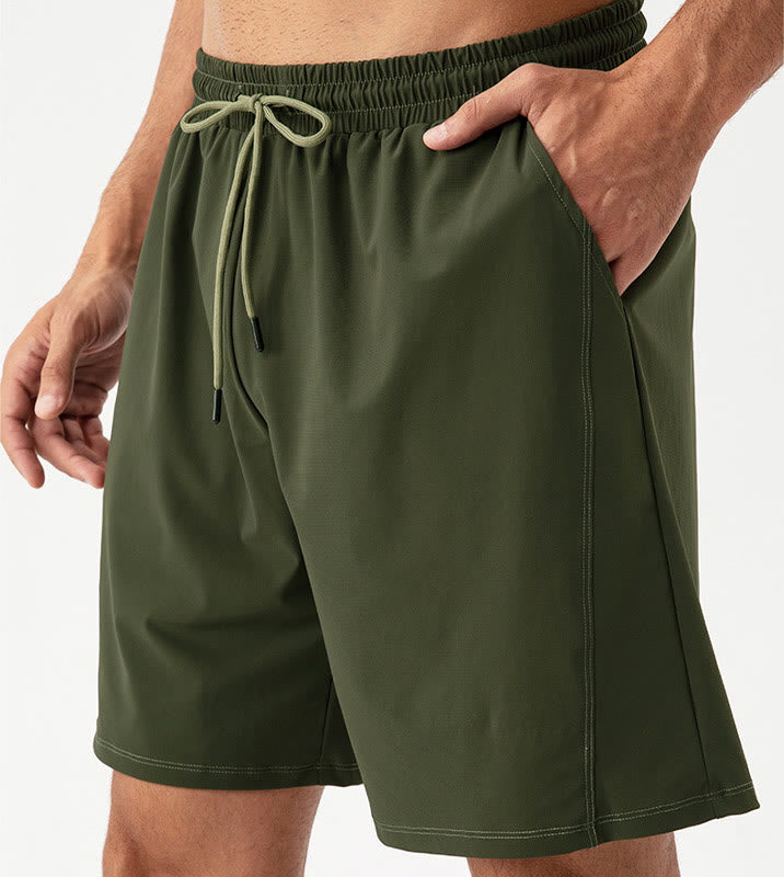 Men's Casual Breathable Loose Nylon Quick Dry Sports Shorts With Pockets