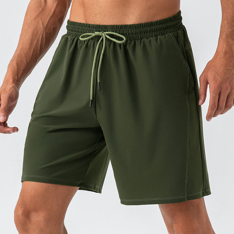 Men's Casual Breathable Loose Nylon Quick Dry Sports Shorts With Pockets