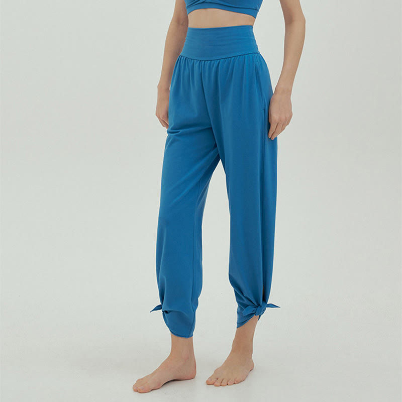 Adjustable Tie-Hem Breathable Meditation Harem Pants