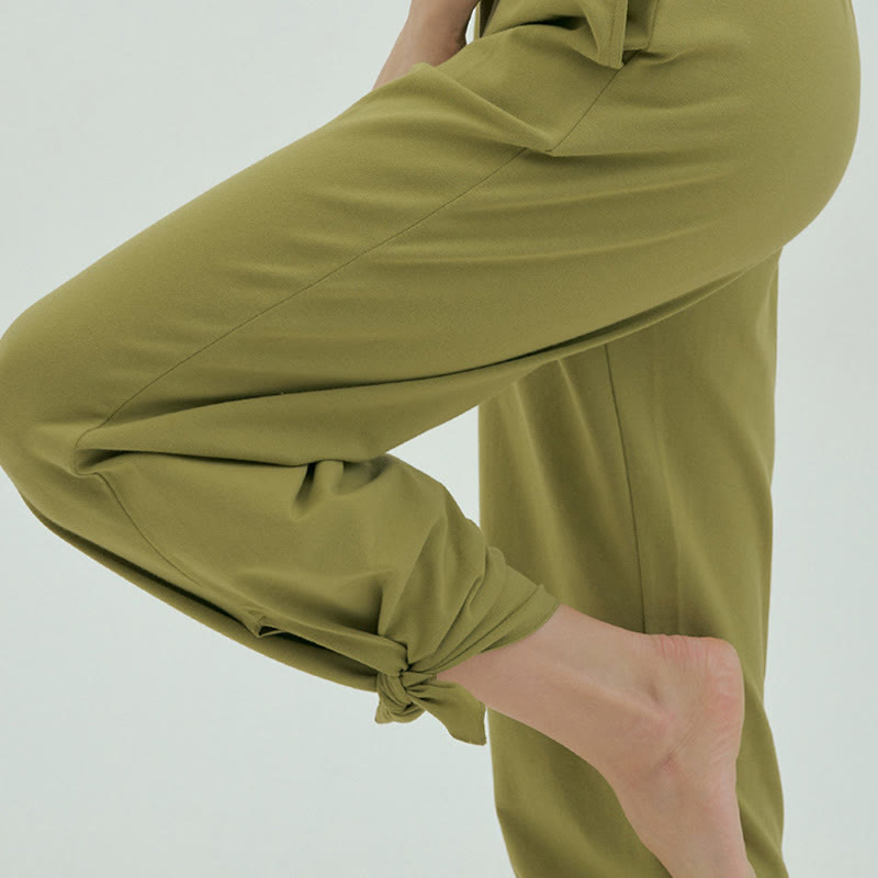 Adjustable Tie-Hem Breathable Meditation Harem Pants