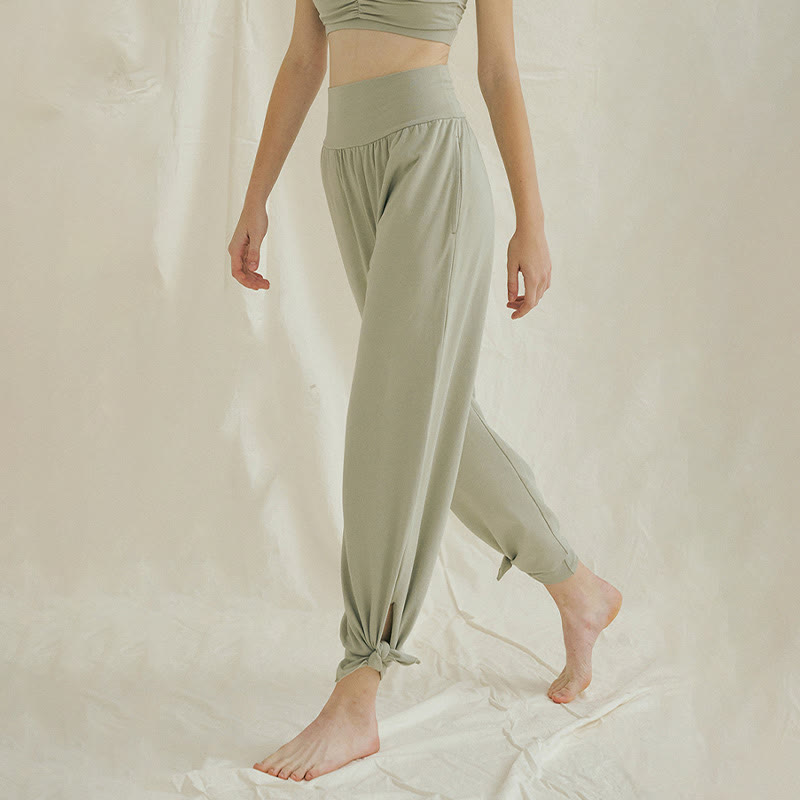 Adjustable Tie-Hem Breathable Meditation Harem Pants