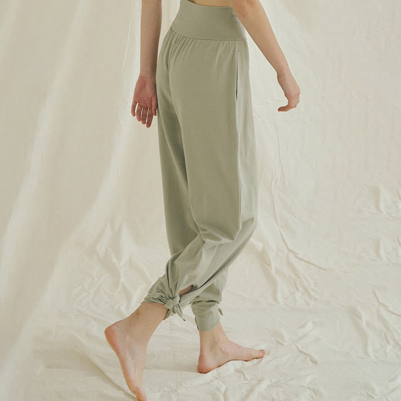 Adjustable Tie-Hem Breathable Meditation Harem Pants