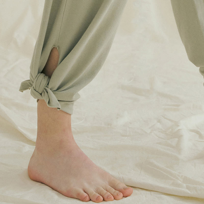 Adjustable Tie-Hem Breathable Meditation Harem Pants