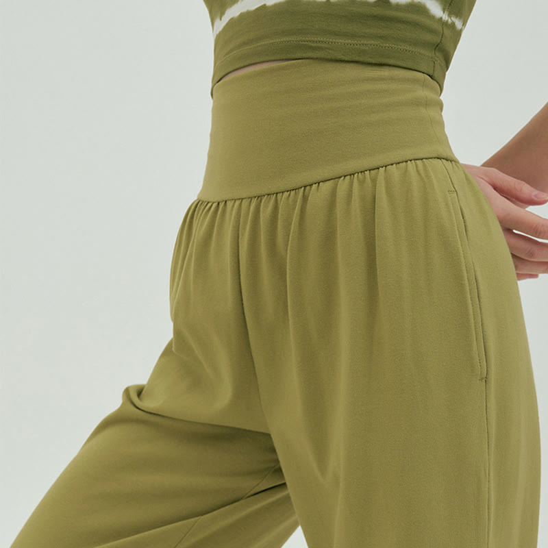 Adjustable Tie-Hem Breathable Meditation Harem Pants