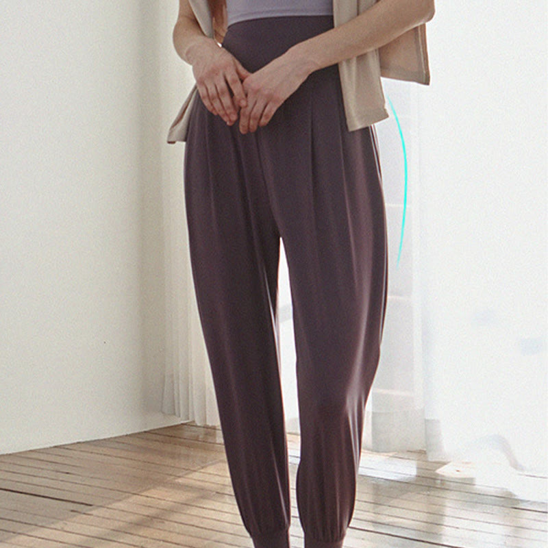 Casual Plain High Waist Quick Drying Women's Leica Pants With Pockets
