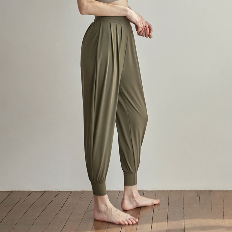 Casual Plain High Waist Quick Drying Women's Leica Pants With Pockets