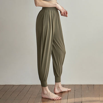 Casual Plain High Waist Quick Drying Women's Leica Pants With Pockets