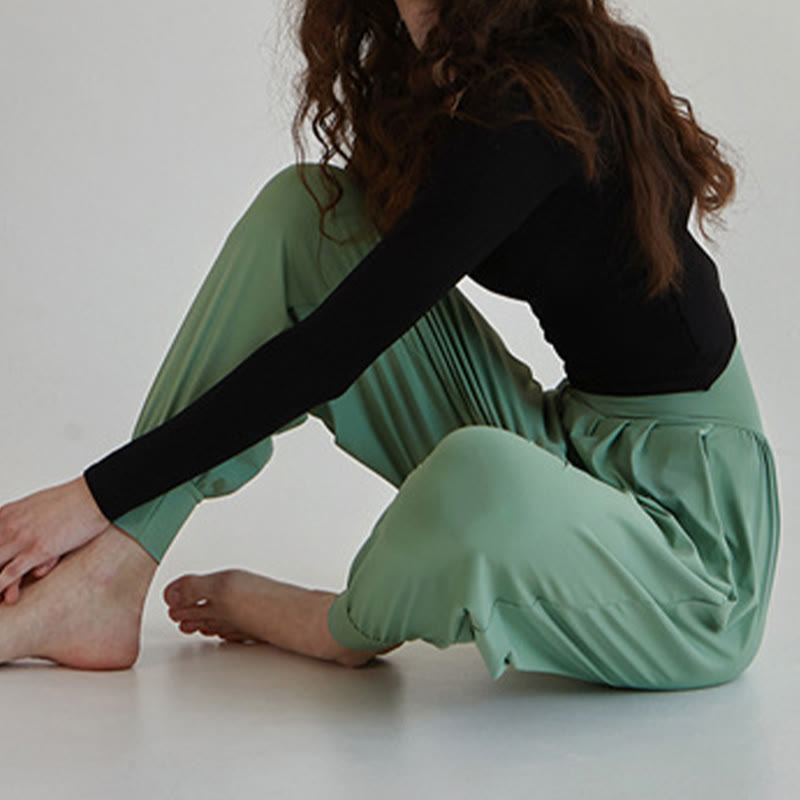 Casual Plain High Waist Quick Drying Women's Leica Pants With Pockets