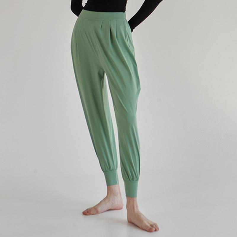 Casual Plain High Waist Quick Drying Women's Leica Pants With Pockets