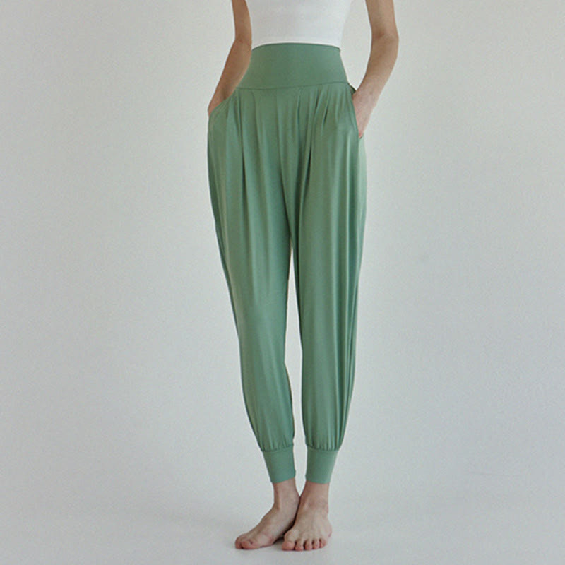 Casual Plain High Waist Quick Drying Women's Leica Pants With Pockets