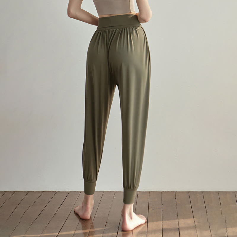 Casual Plain High Waist Quick Drying Women's Leica Pants With Pockets