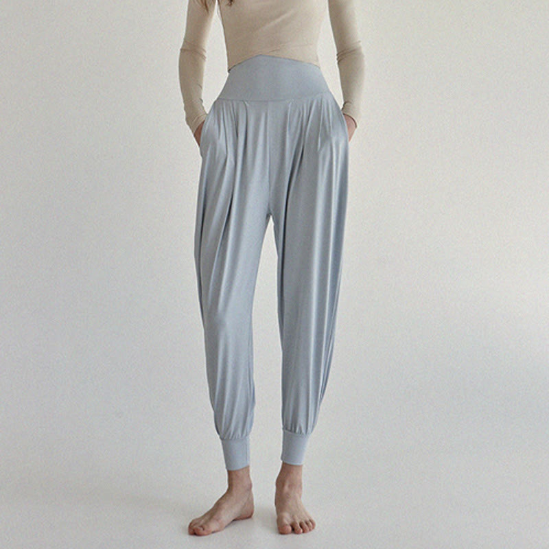 Casual Plain High Waist Quick Drying Women's Leica Pants With Pockets