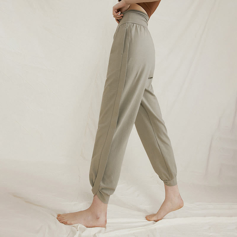 Tactile Cotton Side-Fold High-Waist Meditation Harem Pants
