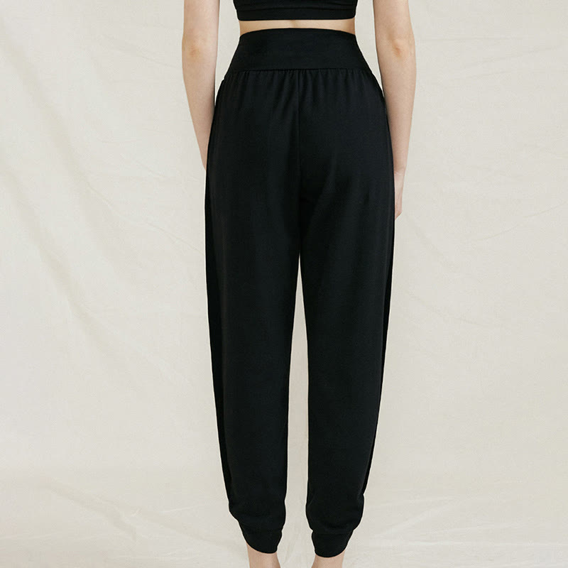 Tactile Cotton Side-Fold High-Waist Meditation Harem Pants