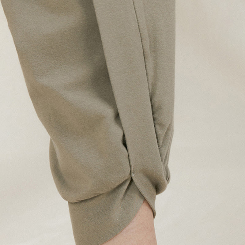 Tactile Cotton Side-Fold High-Waist Meditation Harem Pants