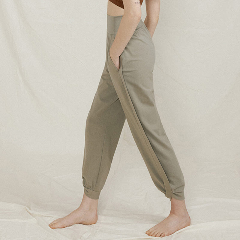 Tactile Cotton Side-Fold High-Waist Meditation Harem Pants