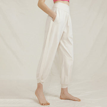 Tactile Cotton Side-Fold High-Waist Meditation Harem Pants