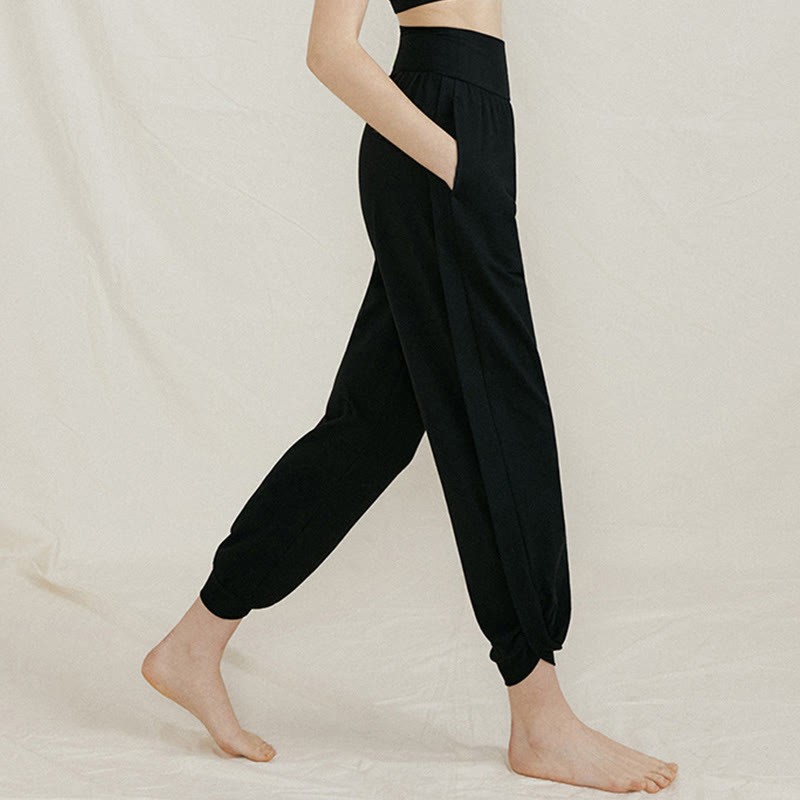 Tactile Cotton Side-Fold High-Waist Meditation Harem Pants