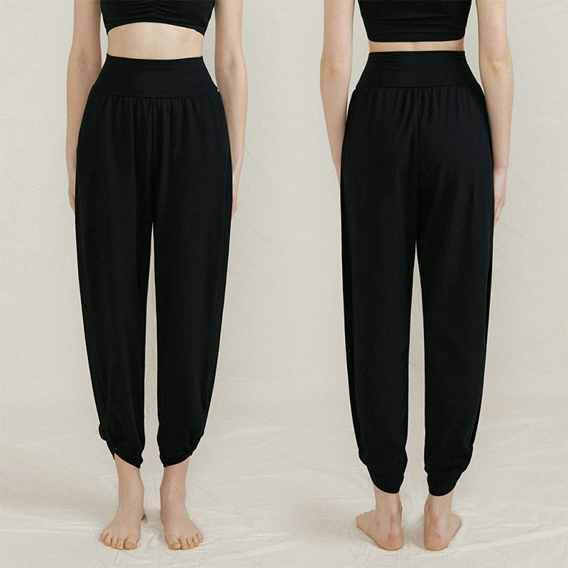 Tactile Cotton Side-Fold High-Waist Meditation Harem Pants