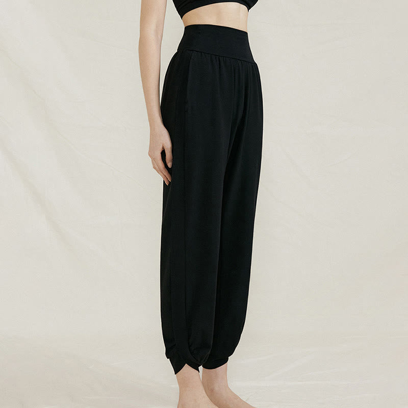 Tactile Cotton Side-Fold High-Waist Meditation Harem Pants