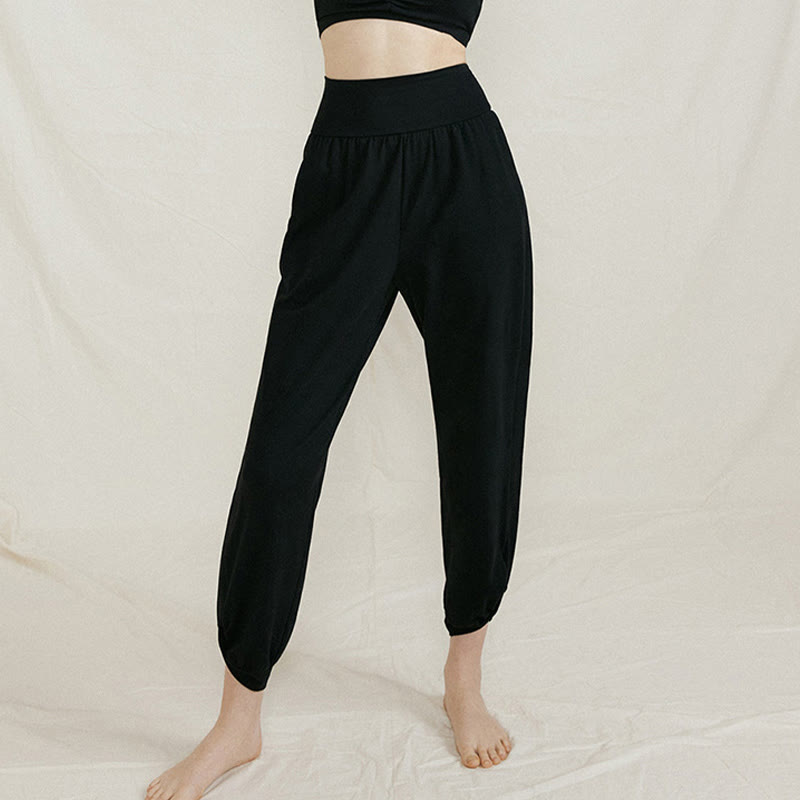 Tactile Cotton Side-Fold High-Waist Meditation Harem Pants