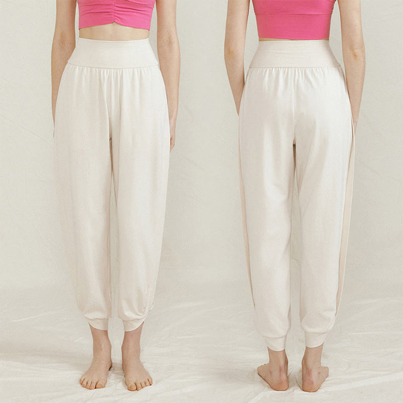 Tactile Cotton Side-Fold High-Waist Meditation Harem Pants