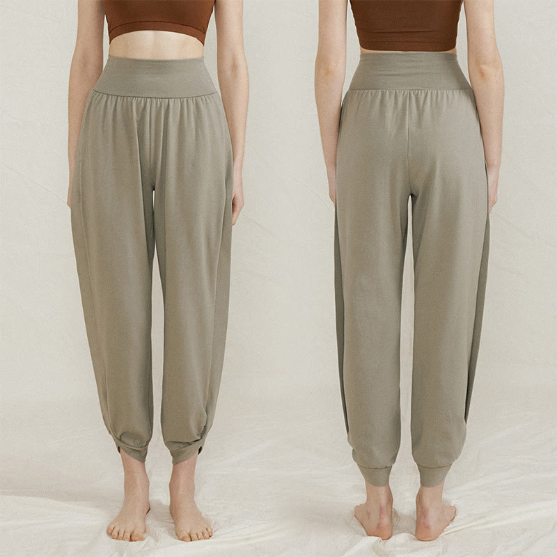 Tactile Cotton Side-Fold High-Waist Meditation Harem Pants