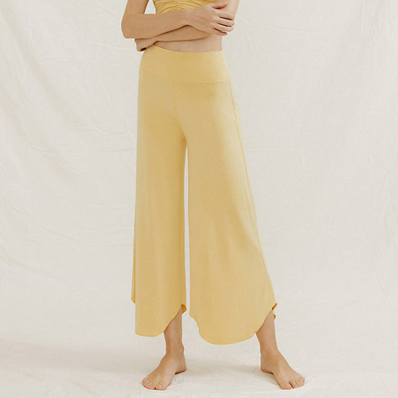 Casual Plain Loose Irregular Geometric Hem Women's Leica Wide Leg Pants