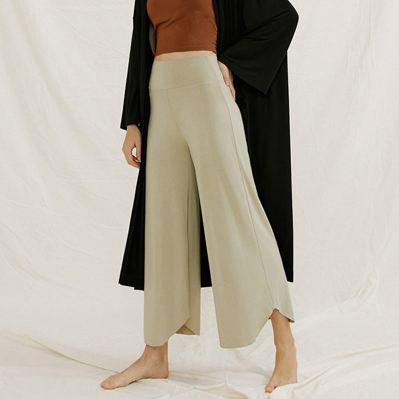 Casual Plain Loose Irregular Geometric Hem Women's Leica Wide Leg Pants
