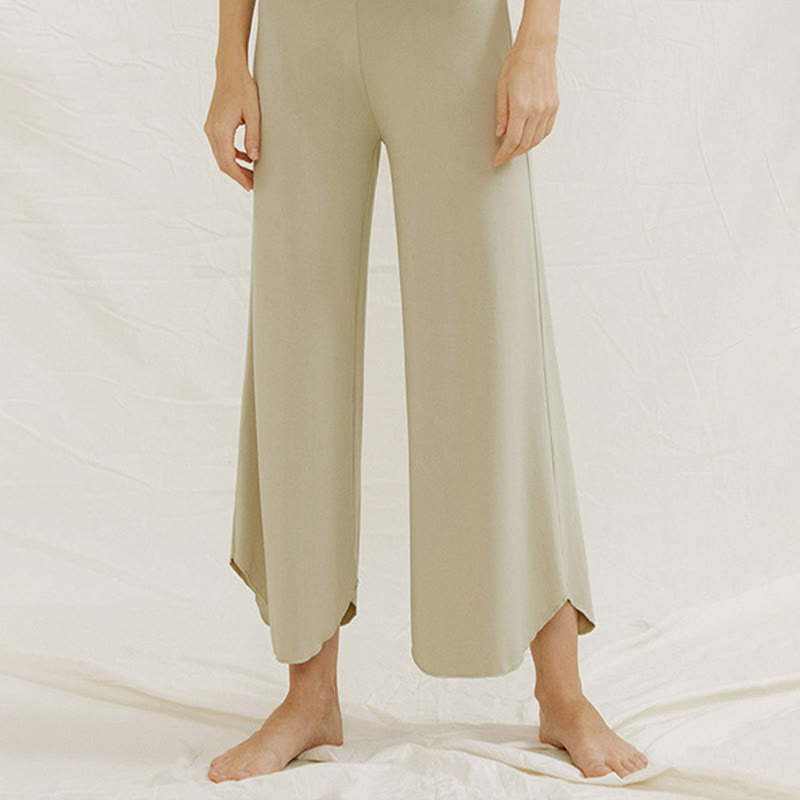 Casual Plain Loose Irregular Geometric Hem Women's Leica Wide Leg Pants