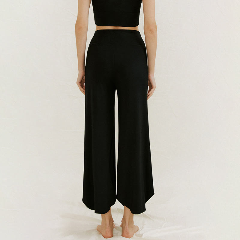 Casual Plain Loose Irregular Geometric Hem Women's Leica Wide Leg Pants