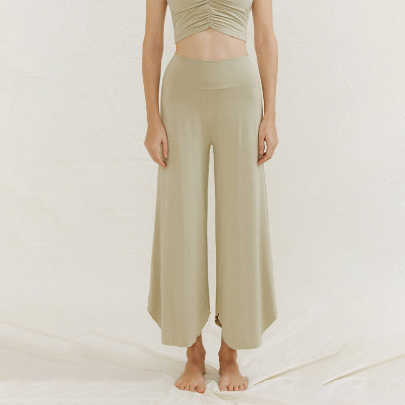 Casual Plain Loose Irregular Geometric Hem Women's Leica Wide Leg Pants