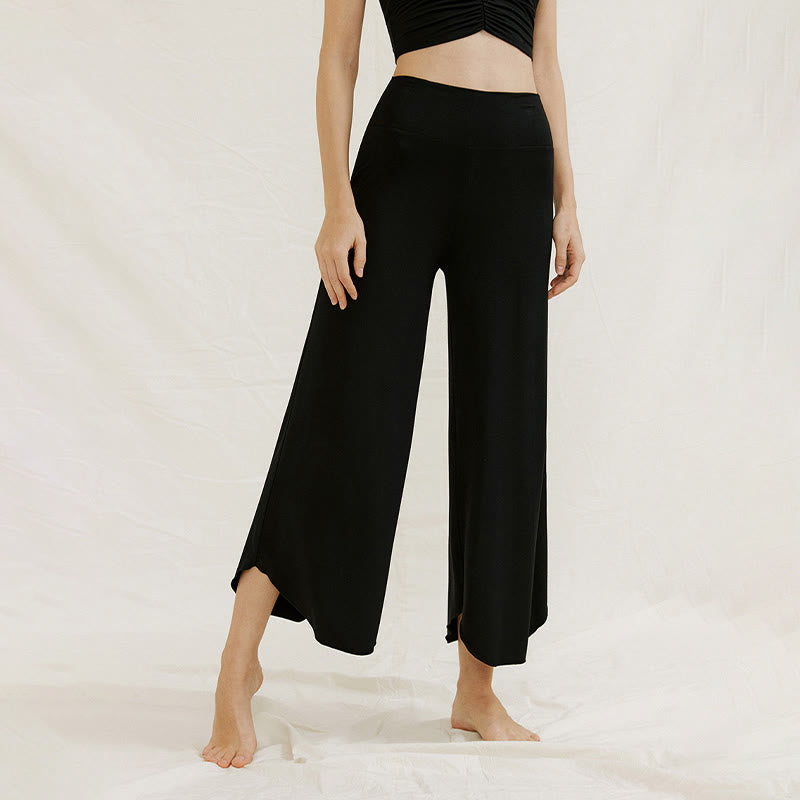 Casual Plain Loose Irregular Geometric Hem Women's Leica Wide Leg Pants